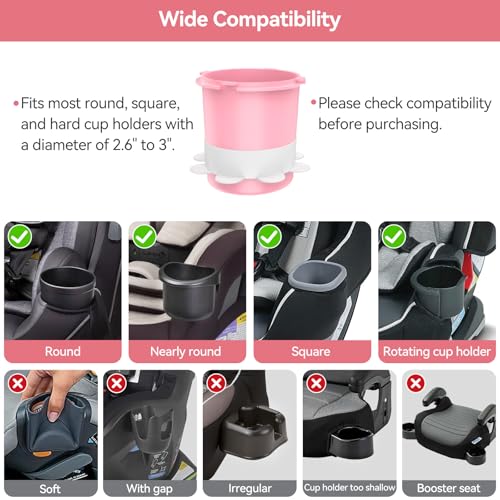 Car Seat Snack Tray: Travel Tray for Kids Carseat Cup Holder with Food Trays, Stroller Snacks Plate for Toddlers, Kid Road Trip Essentials, Pink - color: Pink