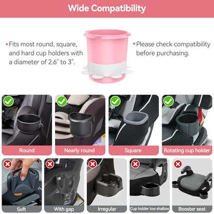 Car Seat Snack Tray: Travel Tray for Kids Carseat Cup Holder with Food Trays, Stroller Snacks Plate for Toddlers, Kid Road Trip Essentials, Pink - color: Pink