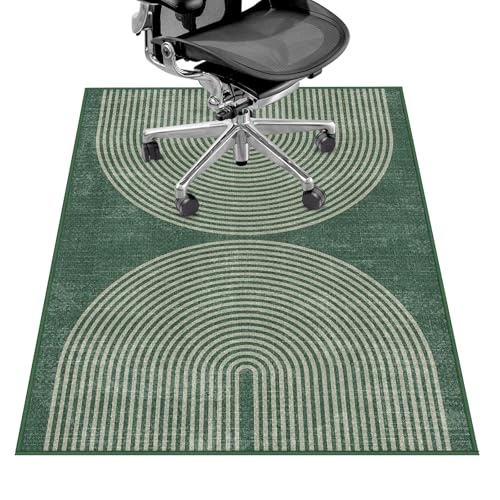 Office Chair Mat for Hardwood Floor&Tile Floor,36"X 48" Heavy Duty Desk Chair Mat for Hard Floors,Under Desk Rug for Rolling Computer Chair,Anti Slip,Low Pile Carpet Floor-Geo Green - color: Geo Green, size: 36"X 48"