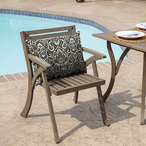 Arden Deep Seat Pillow Back Cushion, 23 x 17, Outdoor/Indoor Replacement Back Cushion, Plush Support, Fade-Resistant, Rain-Proof Patio Furniture Cushion, Black Aurora Damask - color: Black Aurora Damask, size: 17 x 23