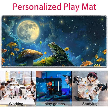 MTG Playmat, Smooth Surface Game Play Pad MTG TCG 24 x 14 inch with Storage Bag, Non-Slip Mouse Pad Card Fighting Game, Frog Mushroom - color: Frog Mushroom