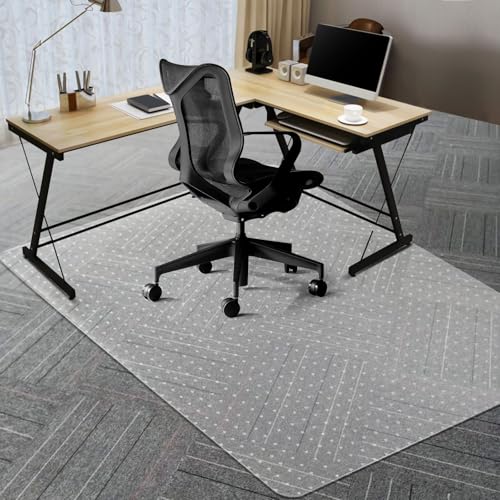 Vicwe Large Office Chair Mat for Carpeted Floors，63"X51" Rectangle Desk Chair Mats with Studs for Low and No Pile Carpeted Floors, Easy Glide Computer Desk Chair Mat for Home & Offices - color: Transparent, size: 63" x 51" (for low-pile carpet)