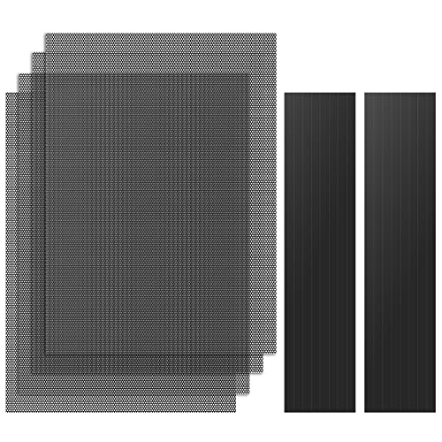 MoKo 400x300mm DIY PC Case Dust Mesh Filter, [4 Pack] PVC Dustproof Magnetic Dust Filter Cover, PC Mesh Grill with Magnetic Frame Strip Computer Cooler Fan Dust Filter for Computer PC Case, Black - color: Black, size: 4 x 400*300mm-1mm hole