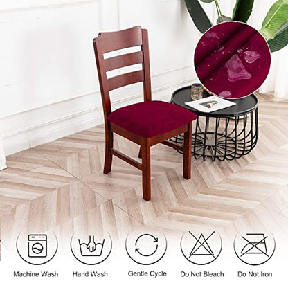 Genina Waterproof Chair Seat Covers Dining Room Chair Covers Stretch Seat Cover for Dinning Room Chair Protector Slipcovers for Kitchen, Hotel (2, Flower Pattern-Wine Red) - color: Flower Pattern-wine Red