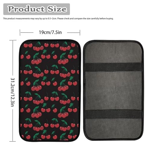 Wanyint Cherry Print Auto Center Console Pad, Cartoon Fruits Print Car Armrest Seat Box Cover Protector Universal Fit for Most Cars SUV - color: Cherry Print