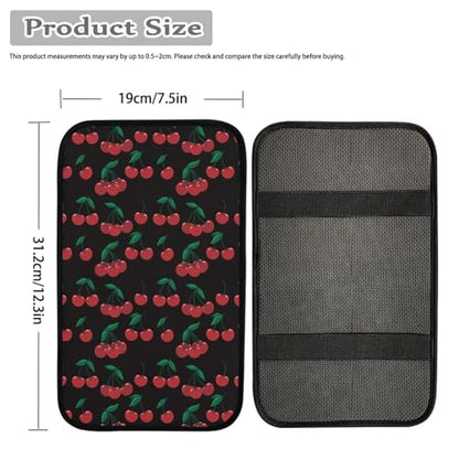 Wanyint Cherry Print Auto Center Console Pad, Cartoon Fruits Print Car Armrest Seat Box Cover Protector Universal Fit for Most Cars SUV - color: Cherry Print