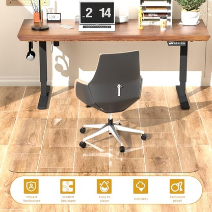 Tempered Glass Chair Mat 48" x 32",1/5" Thick for Office Desk,Rolling Chair Mat for Carpet, Odorless, Easy to Clean with 4 Non-Slip Pads for Carpet & Hardwood Floors - size: 48" x 32"