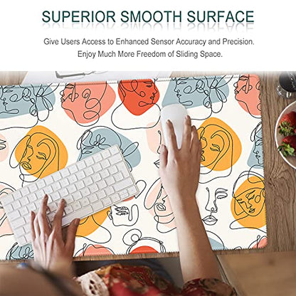 XXL Large Gaming Mouse Pad & Desk Protector (35.5"x15.75") with Non-Slip Base, Waterproof Surface | XXL Mouse Pad with Stitched Edges for Office Work, Gaming, Home Desk - Art Face Abstract - color: Art Face Abstract