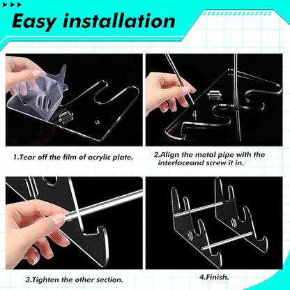 Acrylic Keyboard Display Stand Holder Mechanical Computer Stand Shelf for Desk Transparent Acrylic 3 Tier Keyboards Storage Holder Tray for Computer Tablet Picture Frame