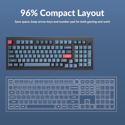 Keychron V5 Max Custom Wireless Mechanical Gaming Keyboard with Number Pad, 96% Layout QMK/VIA 2.4 GHz/Bluetooth 5.1/Wired, RGB Backlit Hot-Swappable Gateron Red Switch for Mac Windows Linux - color: Gateron Jupiter Red Switch
