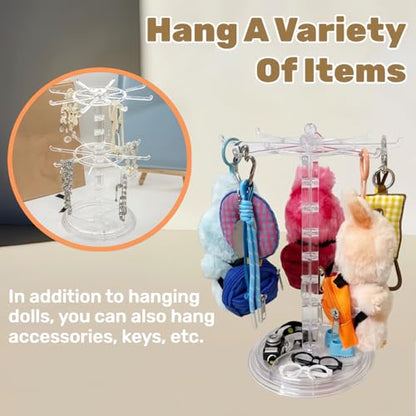 Transparent 360° Rotating Display Stand for Plush Dolls Keychains& Collectibles - All-Round Display, Manually rotates(No Doll) - color: Transparent without dust cover