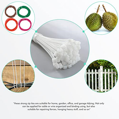 Shappy 18 Inch 50 Pcs Zip Ties Heavy Duty Strong Large Cable Wire Ties Zip Industrial Sturdy Wire, Awnings Tying Branches Bundling of Crops Fixed Water Pipes (White) - color: White, size: 18 inch
