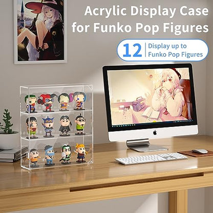 AITEE Acrylic Display Case for Mini Funko Pop Figures, Clear Wall Mounted or Desktop 3 Layer Storage Cabinet Organizer for Mini Figures,Collections,Dustproof Display Case for Toys Rock Stone - size: 3-Layer