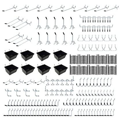 258pcs Pegboard Hooks, Pegboard Accessories Organizer Kit, Pegboard Set for Organizing Various Tools, Metal Pegboard Hooks Assortment, Peg Board Bins, Peg Lock