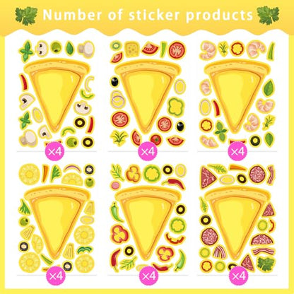 24 Sheets Make Your Own Pizza Stickers for Kids, Pizza Party & Family Night, Food Stickers, Motivational Reward Stickers for Teachers and Students - style: Pizza Stickers