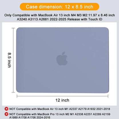 MOSISO Compatible with MacBook Air 13 inch Case M5 2026 M4 2025 M3 M2 2024-2022 A3449 A3240 A3113 A2681, Scratches-Resistant Protective Hard Shell for MacBook Air 13.6 inch Case, Lavender Gray - color: Lavender Gray