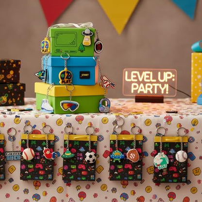 Batiyeer 36 Pack Cartoon Keychains Bulk, Novelty Sports, Robot, Alien, Video Game PVC Key Rings for Party Favors, Team Prizes, Event Giveaways, Corporate Rewards and Office Challenges - style: Game