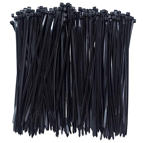 8 Inch Clear Zip Ties (Tying Length 6.7"), 300pcs Nylon Cable Ties,Heavy Duty Cord Strap BLACK - color: Black 300pcs, size: 8 inch
