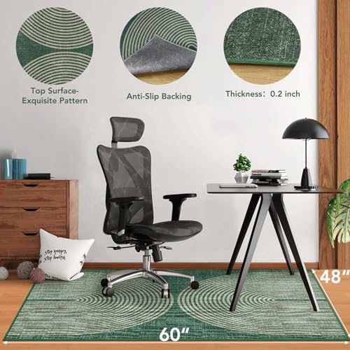 Office Chair Mat for Hardwood Floor&Tile Floor,48"X 60" Heavy Duty Desk Chair Mat for Hard Floors,Under Desk Rug for Rolling Computer Chair,Anti Slip,Low Pile Carpet Floor-Geo Green - color: Geo Green, size: 48"X 60"