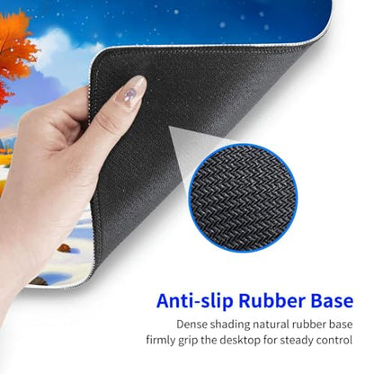 Large Gaming Mouse pad,Four Seasons Scenery Anti Slip Rubber Base Mouse pad, Suitable for Computer, Laptop, Office Desk Accessories - color: Four Seasons Scenery