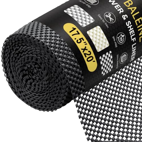 BALEINE Cabinet Liner, 17.5 in x 20 Ft Drawer and Shelf Liner for Kitchen Cabinets Non-Adhesive, Non-Slip Protect Desks, Cupboard, Drawers, Shelves, Tableware (Black) - color: Black, size: 17.5"W x 240"L