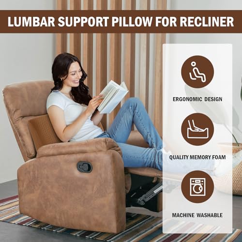 HOMBYS Lumbar Support Pillow for Recliner Chair, Memory Foam Back Support Cushion for Elderly,Extra Large Lumbar Support Pillow,Thick Backrest for Home Reading (Coffee, 20“x13.5"x5") - color: Coffee, size: 20“x13.5"x5"
