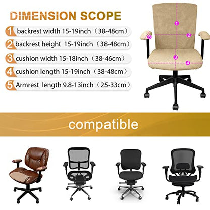 Tallew 4 Pcs Office Chair Covers Set Computer Universal Protective Stretchable Chair Seat Covers Desk Armrest Slipcovers Pads Office Cushion Backrest for Rotating (XL,Camel) - color: Camel