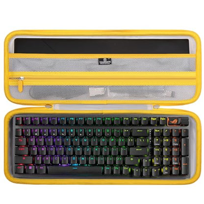 Tourmate Hard Storage Case for ASUS ROG Strix Scope II 96 Wireless Gaming Keyboard - Travel Case for RK ROYALKLUDGE RK98/RK96/N80/RK61,Aula F87/HERO 68/ S98 Pro(Only Box) (Linen Gray & Yellow) - color: Linen Gray & Yellow