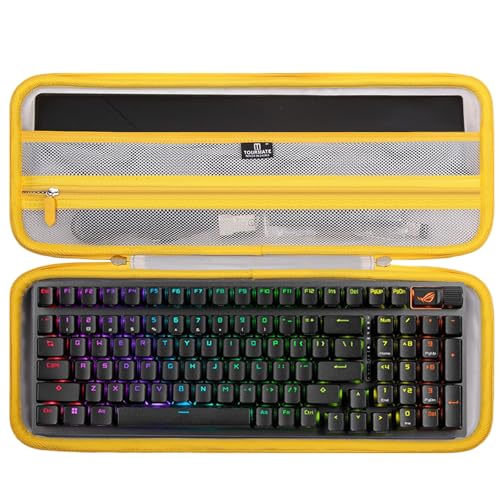 Tourmate Hard Storage Case for ASUS ROG Strix Scope II 96 Wireless Gaming Keyboard - Travel Case for RK ROYALKLUDGE RK98/RK96/N80/RK61,Aula F87/HERO 68/ S98 Pro(Only Box) (Linen Gray & Yellow) - color: Linen Gray & Yellow