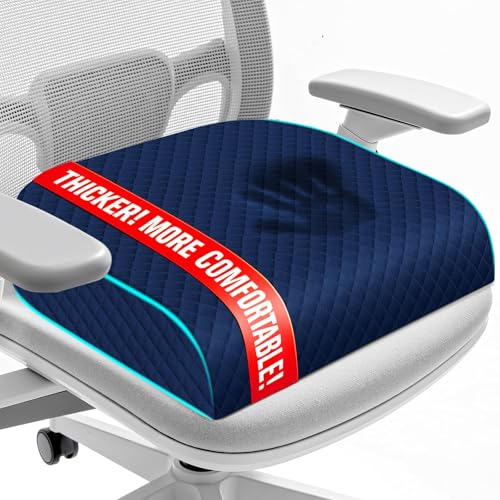 Seat Cushion for Office Chair, Memory Foam Chair Cushions, Car Seat Cushion for Long Sitting, Desk Chair Cushion for Pressure Relief, Non-Slip Bottom, Washable Cover, Large, Blue - color: Blue, size: Large