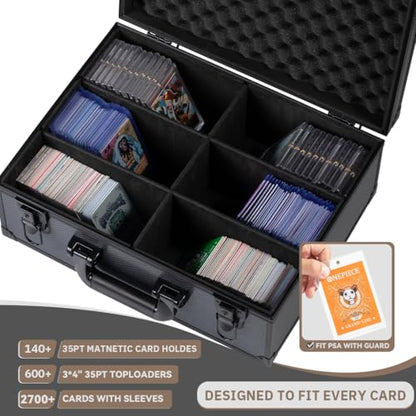 Card Storage Box Waterproof Card Case with Handle Portable Trading Card Case with Sponge Partition Graded Card Storage Organizer Fits CSG, BGS, CGC, SGC,PSA (XL) - size: XL