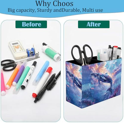 Pen Holder and Anti-Slip Mouse Pad Combination, Makeup Brush Storage Box, Tableware Storage Box, Suitable for Office and Home - Sky Blue Whale - color: Sky Blue Whale