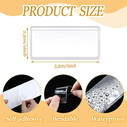Jeyiour 100 Pcs Label Holders Adhesive Nameplate Pockets Storage Bin Labels Index Card Holder Shelf Plastic Peel Stick for Classroom Supermarket Bookshelf Library Student Box Drawer (2 x 1 Inch) - size: 2 x 1 Inch