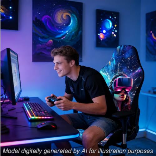 Gaming Chair Covers, 3D Printing Stretchable Soft Non-Slip Easy to Install Gamer Chair Cover with Armrest Cover(No Chair)(G) - color: G