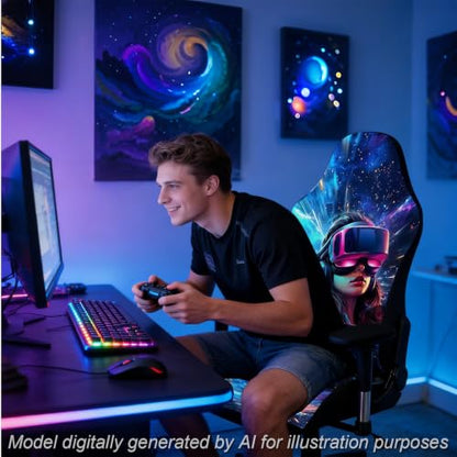 Gaming Chair Covers, 3D Printing Stretchable Soft Non-Slip Easy to Install Gamer Chair Cover with Armrest Cover(No Chair)(G) - color: G