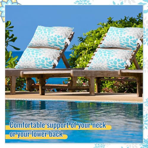 Juexica 2 Pack Chaise Lounge Pillow with Strap Outdoor Waterproof Beach Chair Neck Headrest Pillow Adjustable Elastic Band for Hammock Lumbar Recliner Pillows for Patio Pool Chair(Advanced Style) - style: Advanced Style