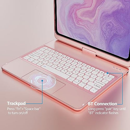GGH Touch for iPad Keyboard Case Air 13 (M3 2025 / M2 2024) &12.9 iPad Pro (6th,5th,4th,3rd Gen),360° Rotatable Protective Cover Multi-Touch Trackpad Keyboard Case with Pencil Holder - Rose Gold - color: rose gold