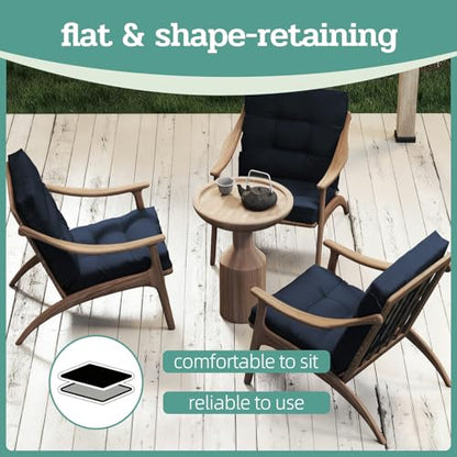 Outdoor Chair Cushions Set of 2, 42x21x4 Inch Patio Cushion for Dining/Rocking Chairs, High Back Soft Seat Pad with Ties, Indoor Outside Use, Fade-Resistant & Waterproof, Dark Blue - color: Dark Blue
