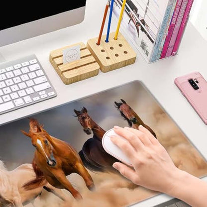 Mouse Pad Gaming, Large Mouse Pads for Desk, Keyboard Mouse Mat Desk Pad, Non-Slip Rubber Base with Stitched Edges Mousepad, 31.5x11.8 inch Horses - color: Horses