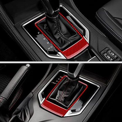AIRSPEED Carbon Fiber Car Gear Shift Knob Panel Cover Center Console Sticker Interior Trim for Subaru Impreza 2017-2023 Crosstrek 2018-2023 Accessories (Red) - color: Center Panel Cover-Red