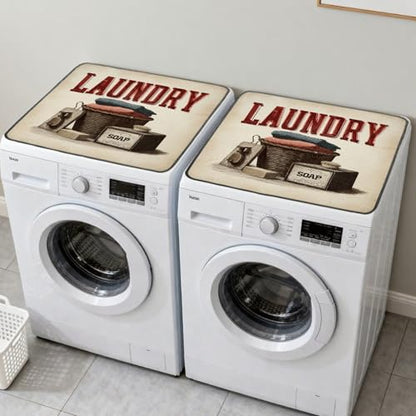 Nuxovilar Retro Laundry Basket Dryer Cover for the Top, Non-slip Washer & Dryer Protector, 23.62"x19.68" Dust-proof Washing Machine Mat, Diatom Mud Polyester Dryer Top Pad for Laundry Room - color: YTT14412-A