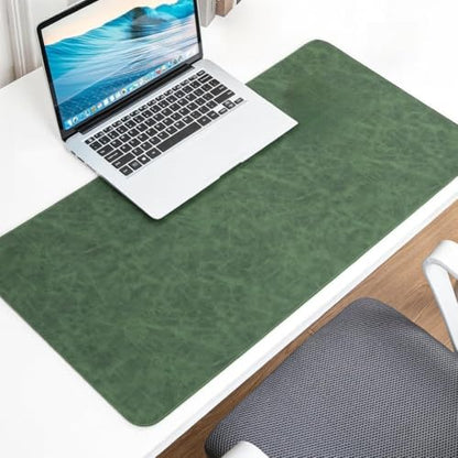 23.6"×13.8" Green Non-Slip PU Leather Desk Mat, Waterproof Extended Mouse Pad for Office