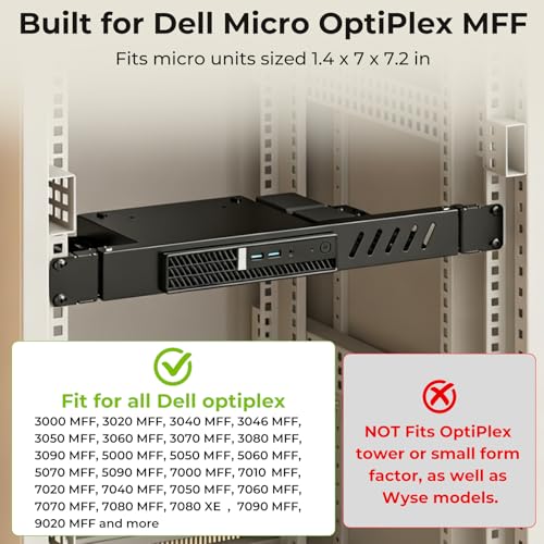 Mini Rack Mount for Dell OptiPlex Micro PC Rack Mount for Dell OptiPlex MFF 7050 5070 7020 3000 3060 9020 1U Hinged Server Rack Shelf for Dell Mini PC for 19” Server Rack or Cabinet with Cable Ties