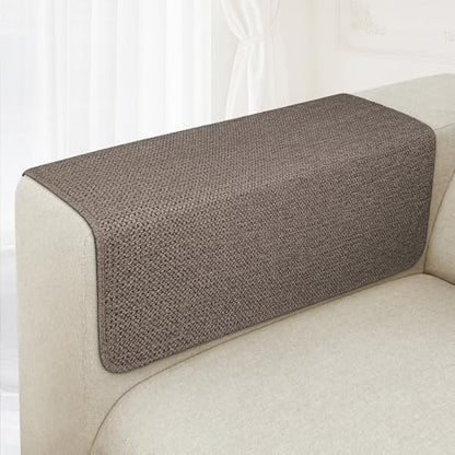 Couch Arm Covers, Waterproof Armrest Cover for Sofa, Loveseat, Armchair, Non-Slip Recliner Arm Cover, Sofa Arm Covers, Headrest Cover, Arm Chair Covers Set of 2 (Brown, 24"×20") - color: Brown, size: 24" x 20" - 2 pcs