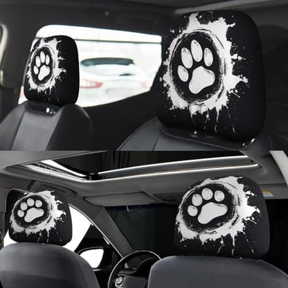 Dujiea 2 Pack Dog Paw Car Headrest Covers, Universal Soft Car Seat Head Rest Cover Protector, Vehicle Accessories Fabric Headrest Cover for Cars Vans Trucks - color: Dog Paw
