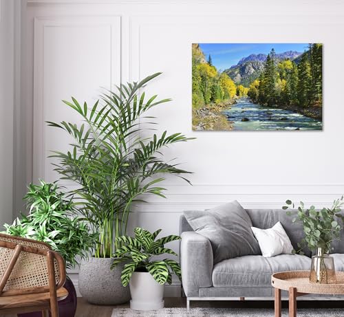 SKASNFAI Colorado River Wall Art Colourful Mountains Stream for Pictures Office Decor Living Room Nature Landscape Photography Artwork Print Framed 24X36 Inch - color: Mountain 01, size: 24"L x 36"W