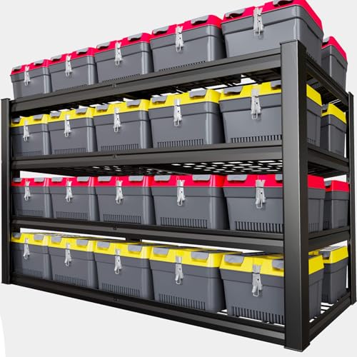 30" D Storage Shelves, 72" W Garage Shelving Heavy Duty Metal Adjustable Garage Shelves, Shelving Units Industrial Shelving for Warehouse, 72" W x 30" D x 72" H,Black - size: 72"Wx72"Hx30"D | 4 Tier