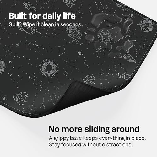 Pixio Mouse Pads - 36 x 16 inch XXL Celestial Black Multifunctional Large Desk Mats for Gaming, Office, Desktop Anti-Slip Waterproof Washable Computer Mouse Mat - color: Black Celestial