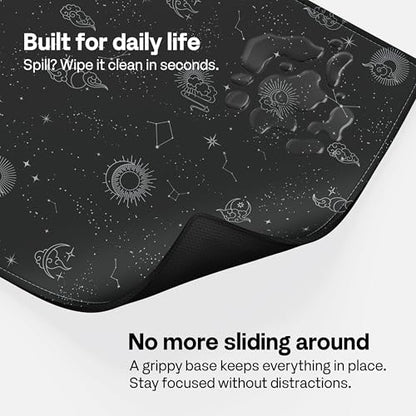 Pixio Mouse Pads - 36 x 16 inch XXL Celestial Black Multifunctional Large Desk Mats for Gaming, Office, Desktop Anti-Slip Waterproof Washable Computer Mouse Mat - color: Black Celestial