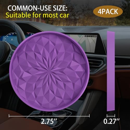 ME.FAN Car Coasters for Cup Holders [4 Pack] - 2.75In Silicone Auto Mug Mats - Universal Non-Slip Recessed Car Interior AccessoriesDeep Purple - color: 4pack-deep Purple